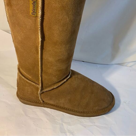 Bjorndal Women Size 8 Mid Calf Boots Sheepskin Lined Leather Tan Fall Winter - Picture 3 of 15
